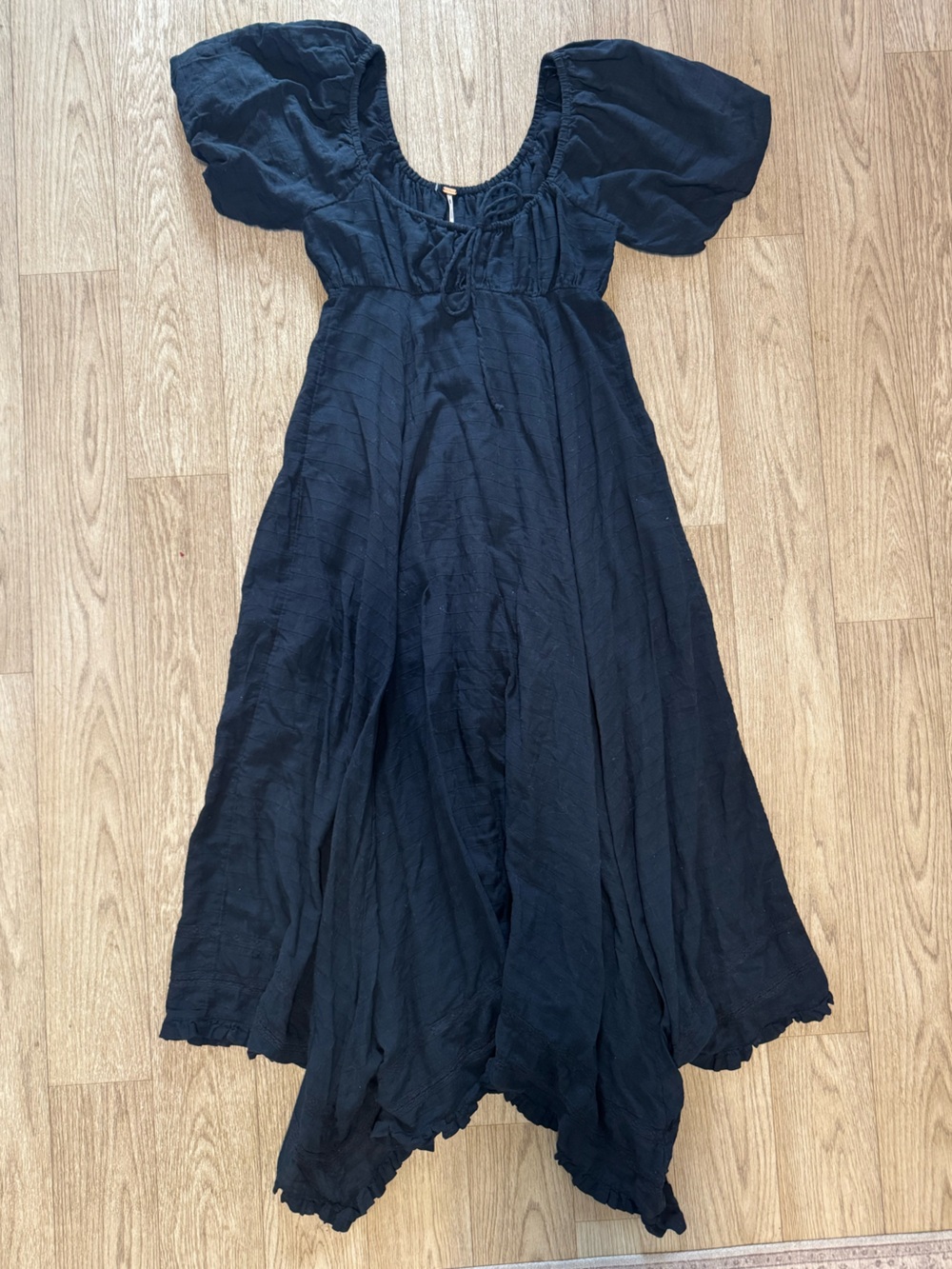 Free People Black Ruffled 100% Cotton Dress Size Small